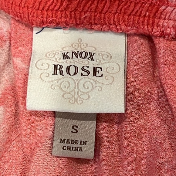 Knox Rose Boho Skirt Pink Design Size Small Elastic Waistline w/Tie Tiered - Picture 9 of 12